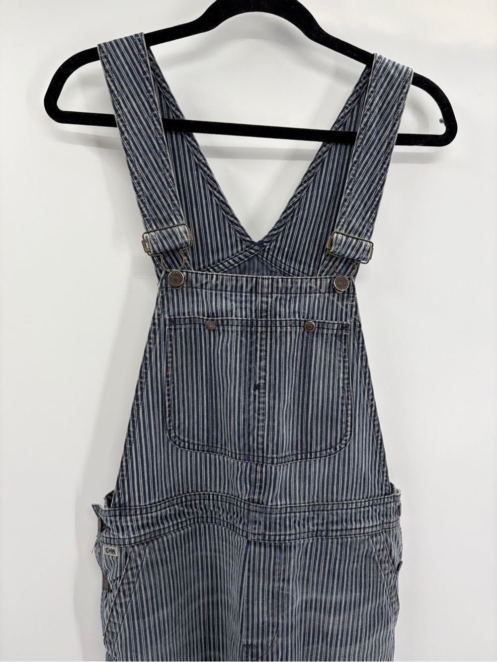 Citizens of humanity Anthropologie blue stripped overalls bib Carpenters small - Picture 3 of 14